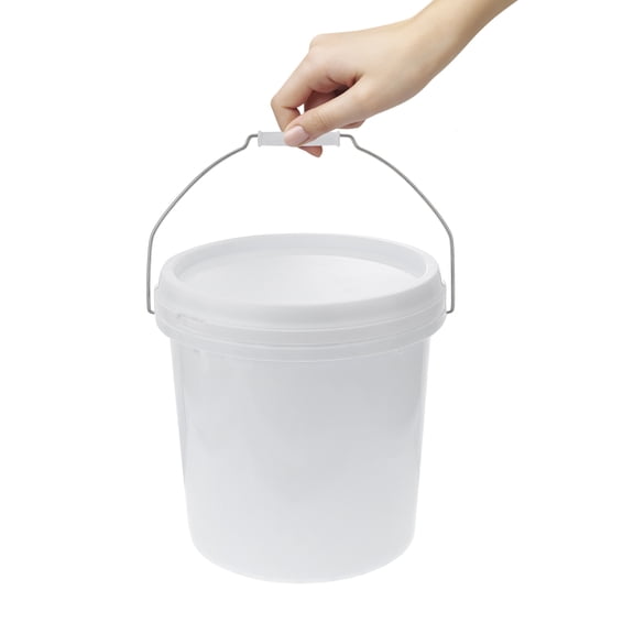 LOLIPPYY 3 Gallon White Round Plastic Bucket with Handle, Multipurpose Storage Pail for Home and Garden Use