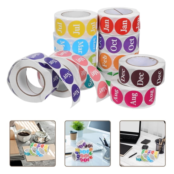 LOLIPPYY Round Self-Adhesive Monthly Planner Stickers in Assorted Colors for Office Calendar Labels and Organizers