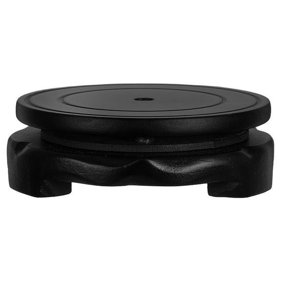 LOLIPPYY Round Wooden Plant Display Stand Black Sturdy Base for Vase and Bonsai