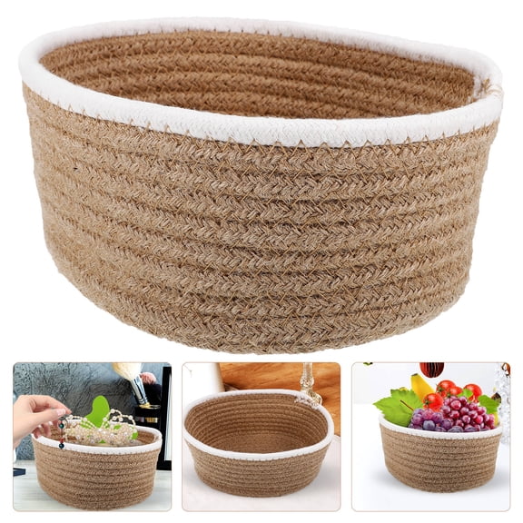 LOLIPPYY Round Woven Basket Cotton Rope Organization 1Pack Daily Life Women