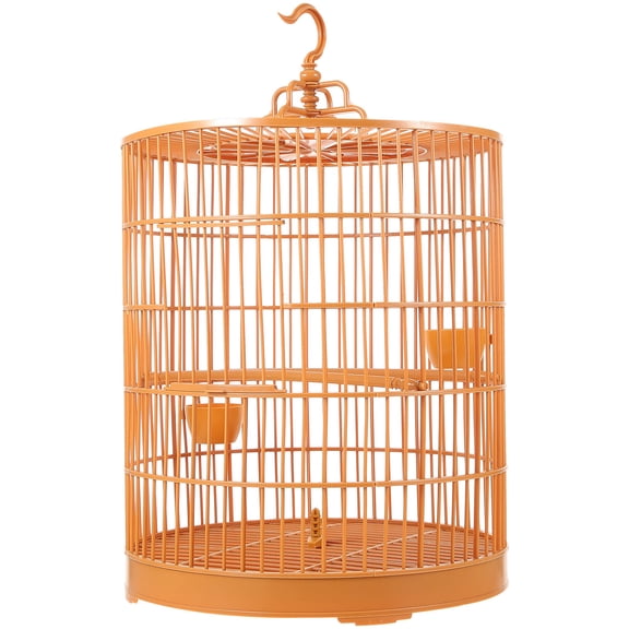 LOLIPPYY Round Yellow Hanging Bird Cage Plastic Material for Small Animal Storage and Decoration