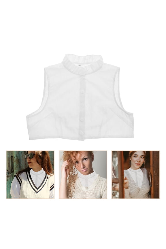 Elegant Fake Collar Collars For Women Ruffle Design Linen 1Set Layering Everyday Wear