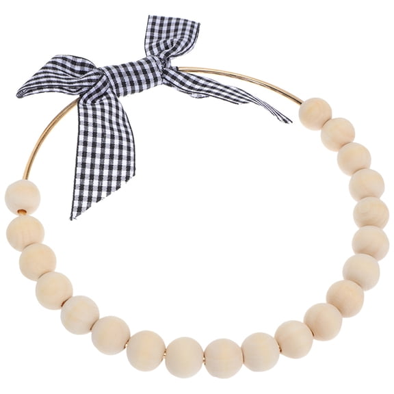 LOLIPPYY Rustic Beaded Wreath Door Decoration Wood Fabric Wall Decor 1Pack