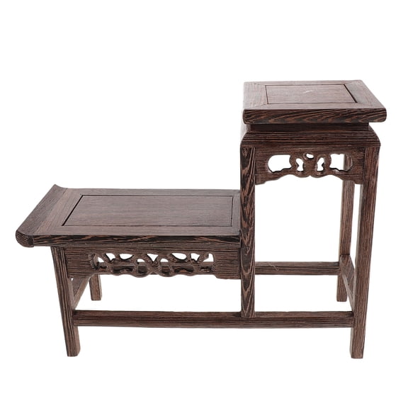LOLIPPYY Rustic Brown Wood Console Table and Plant Display Stand for Home and Office Decor
