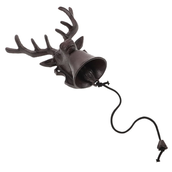 LOLIPPYY Rustic Cast Iron Outdoor Bell with Deer Head Shape for Farmhouse Entrance and Wall Decor
