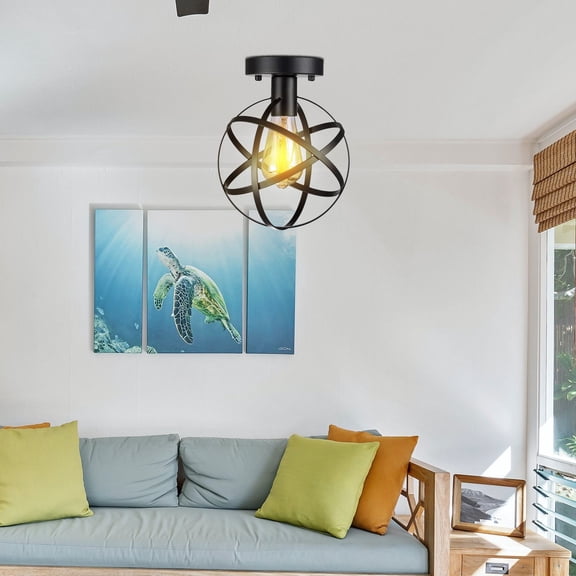 LOLIPPYY Rustic Iron Hanging Light Fixture Globe Design for Unique Bar and Restaurant Ceiling Decor