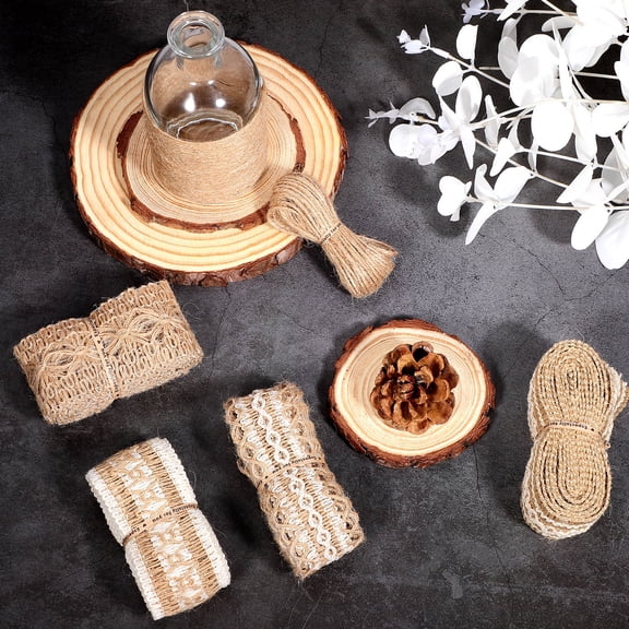 LOLIPPYY Rustic Lace Burlap Ribbon Made of Natural Linen for Handmade Craft and Decoration