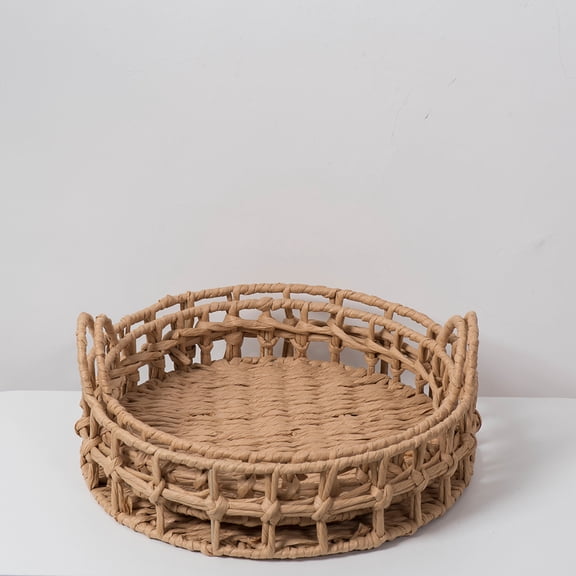 LOLIPPYY Rustic Light Brown Woven Bread Basket Serving Basket for Kitchen and Home