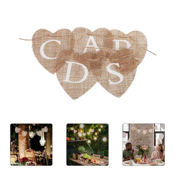 LOLIPPYY Rustic Multicolor Hessian Bunting Banner with Cards for Wedding Reception Party Decoration