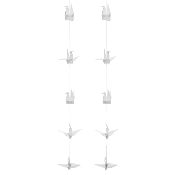 LOLIPPYY Handmade Rustic White Origami Crane Garland, Paper Bird Streamers for Party Decoration