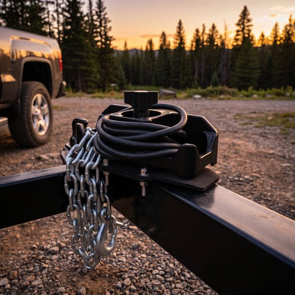 LOLIPPYY Rv 7 Pin Trailer Plug Holder in Black Steel with Easy Install