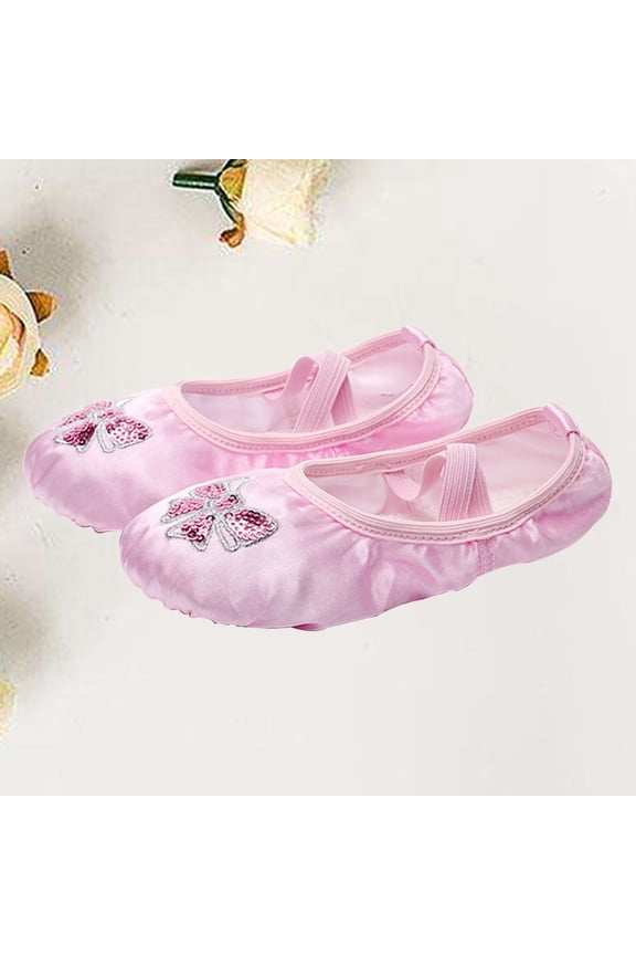 Satin with Suede Split Sole, Ideal for Ballet Practice, , and Performance