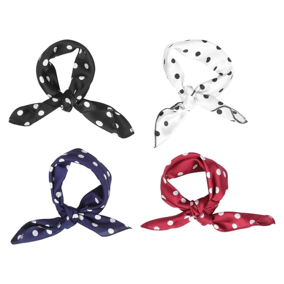 LOLIPPYY Satin Vintage Dot Scarf Assorted Colors Fashionable Hair and Neck Accessory