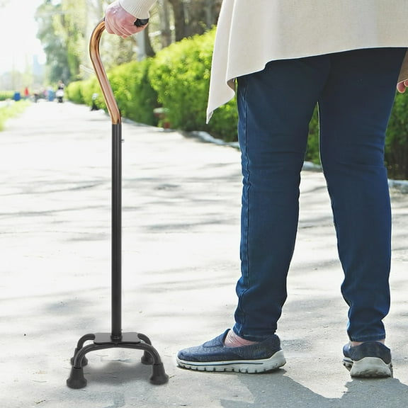 LOLIPPYY Self Standing Cane Tip Replacement Black Rubber Feet with Four Leg Design for Stable Support