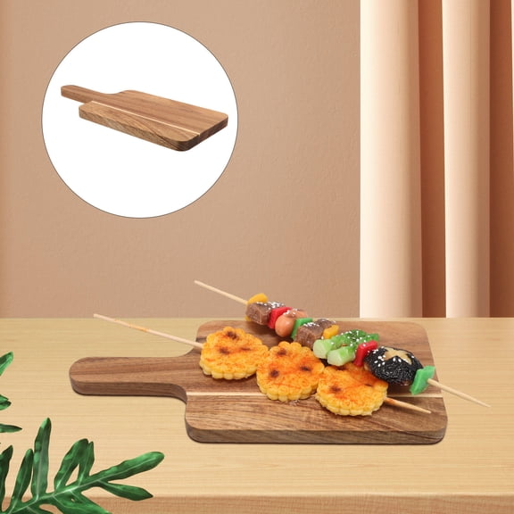 LOLIPPYY Rustic Wood Serving Board with Handle, Reversible Charcuterie Cutting Board for Cheese, Fruit, Bread and Appetizers