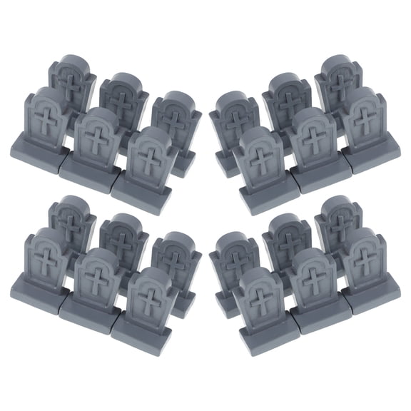 LOLIPPYY Set of 24 Grey Miniature Plastic Tombstones for Dollhouse Decoration and Craft Projects