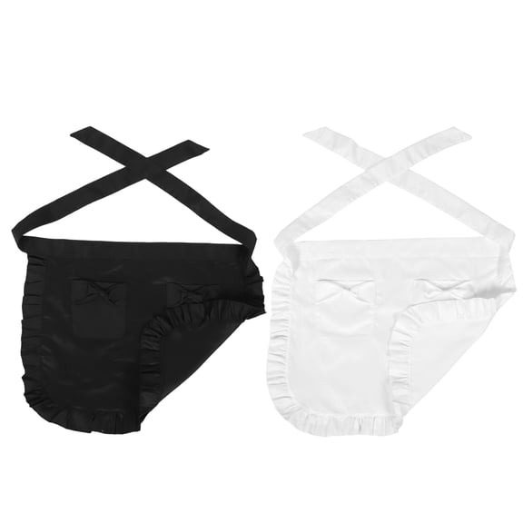 LOLIPPYY Short Half Apron with Ruffled Design and Functional Pocket for Chef and Server