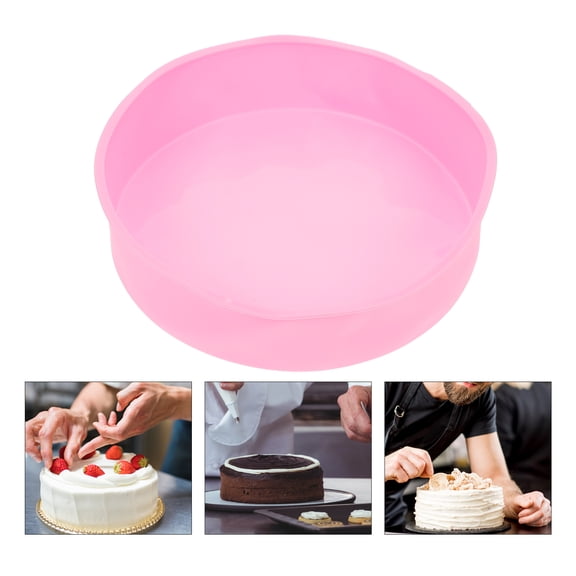LOLIPPYY Silicone Cake Pan for Kitchen Baking Pink Non Stick Flexible Cake Mold Pan