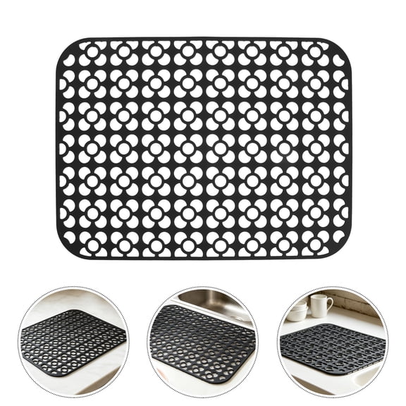 LOLIPPYY Silicone Kitchen Sink Mat Black Non Slip Protector Pad with Raised Bumps and Drainage Grooves for Home