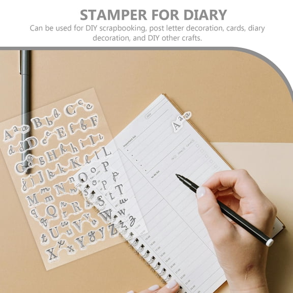 LOLIPPYY Reusable Silicone Alphabet Letter Stamp Set, Grey Transparent Stamper for Crafts and Handmade Project Decoration