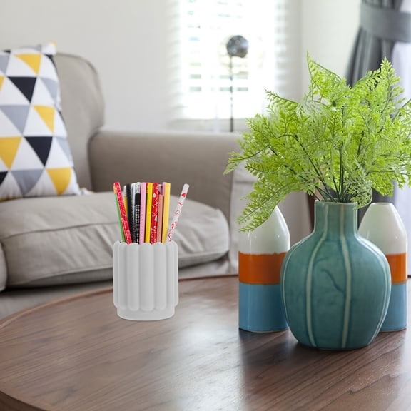 LOLIPPYY Silicone Pencil Pen Pot Grey Desk Accessories Easy to Clean 1Pcs