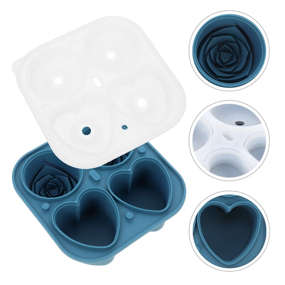 LOLIPPYY Silicone Tray Rose Heart Shape 8 Cubes Lightweight Easy to Clean Assorted Colors for Home Use