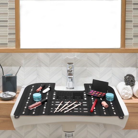 LOLIPPYY Silicone Sink Top Cover Makeup Mat Organizer with Foldable Design for Bathroom Counter Space