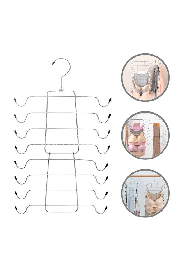Silver 8 Layer Bra Storage Organizer for Closet Stainless Steel and PVC Material