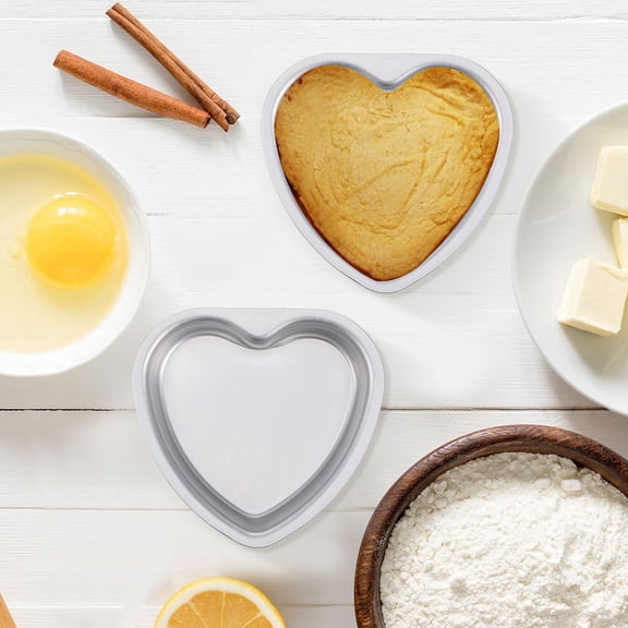 LOLIPPYY Silver Aluminum Alloy Heart Shaped Cake Molds for Baking Creative Cakes Ideal for Birthdays Weddings 3pcs