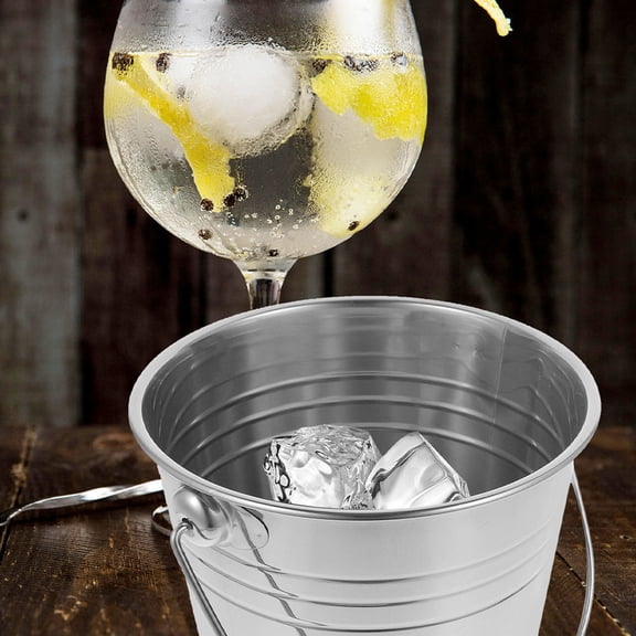 LOLIPPYY Silver Bar Beer Bucket Thicken Stainless Steel Ice Cube Storage Container