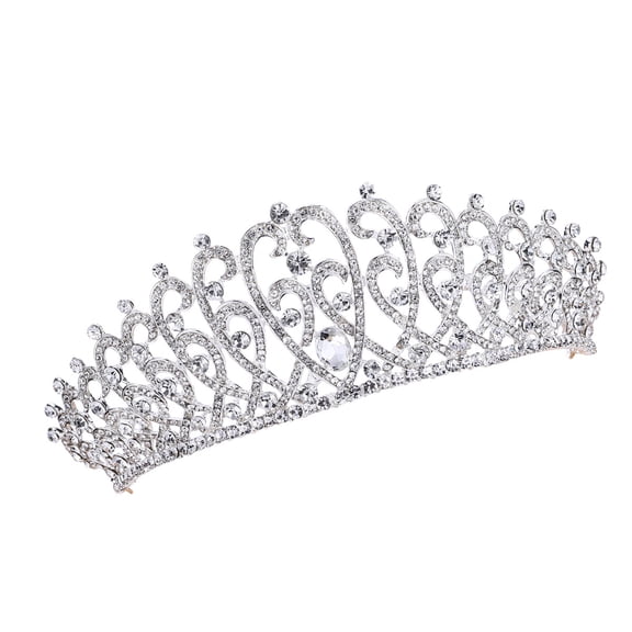 LOLIPPYY Silver Bridal Rhinestone Crown Headdress for Wedding Party Evening Accessories