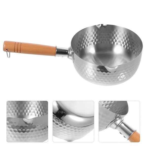 LOLIPPYY Silver Cooking Pot Set Hammered Pattern Milk Pan for Cooking Ramen Cooking Enthusiasts