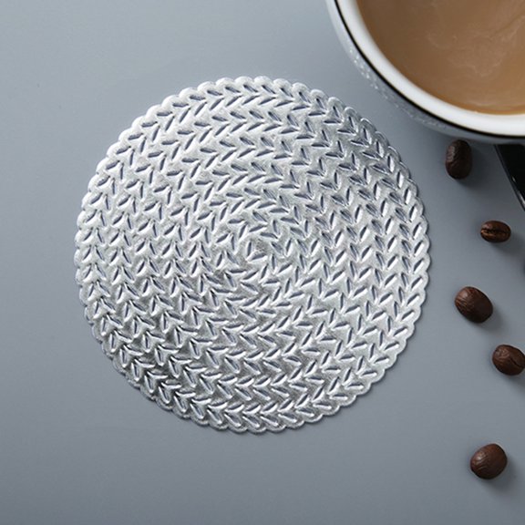 LOLIPPYY Silver Hollow Cup Mat PVC Coaster Set for Elegant Table Decoration Ideal for Dining Room 6 Pcs