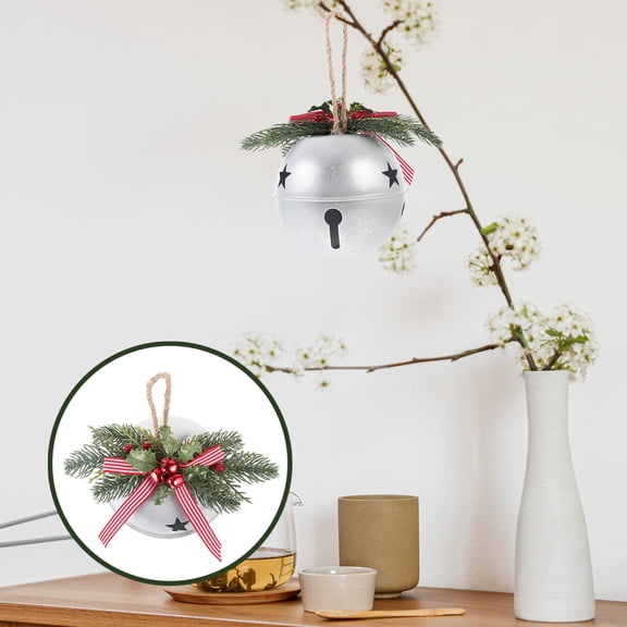 LOLIPPYY Silver Iron Christmas Bells Decorative Hanging Ornament for DIY Decor Christmas Party 2.5 Inch