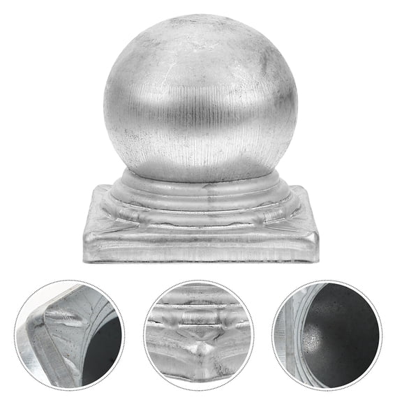 LOLIPPYY Silver Iron Newel Post Caps 4pcs Durable Ball Shaped Fence Post Covers for Home Use