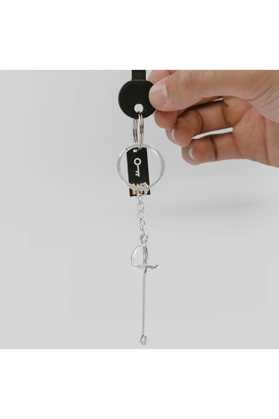 Silver Metal Fencing Sword Keychain Portable Sports Keychain for Backpack Or Bag
