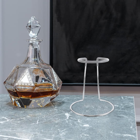 LOLIPPYY Silver Metal Wine Decanter Display Rack Stand Holder for Home Bar Or Restaurant