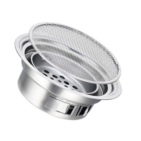 LOLIPPYY Silver Stainless Steel Korean Grill Compact BBQ Stove for Home Outdoor Activities 70.0 x 40.0 cm