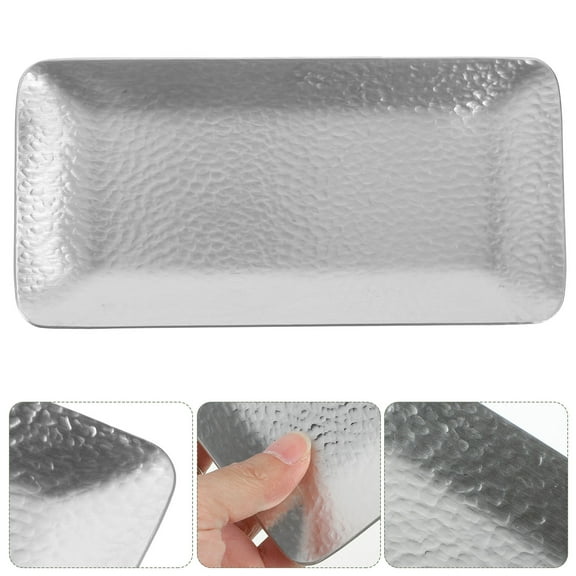 LOLIPPYY Stainless Steel Rectangular Storage Tray Multipurpose Organizer Plate for Kitchen Bathroom Home Use