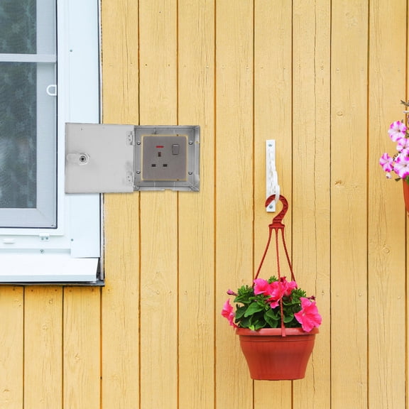 LOLIPPYY Silver Stainless Steel Socket Protection Box Weatherproof Anti-Theft Outdoor Cover