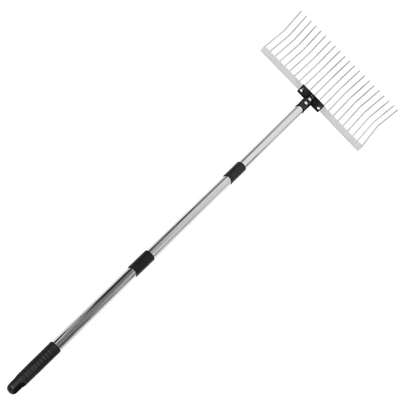 LOLIPPYY Silver Steel Garden Rake Heavy Duty for Leaf Collection and Lawn Scarifying Tasks