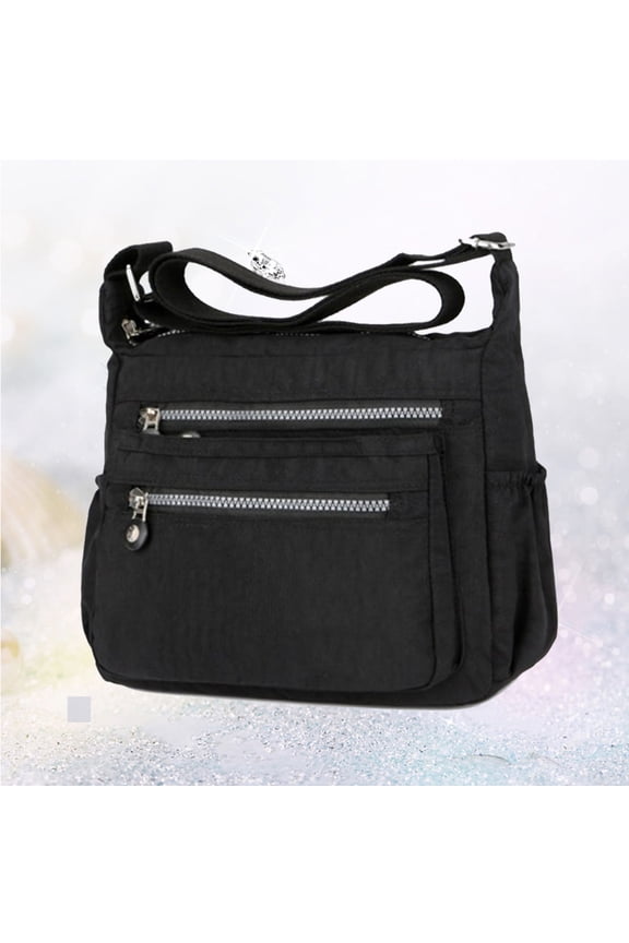 Black Shoulder Bag for Women with Strap and Secure Zipper Closure, Simple Storage Design
