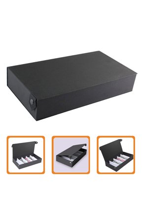 Black Glasses Display Box with 5 Slots for Sunglasses Watches Jewelry Dustproof PU