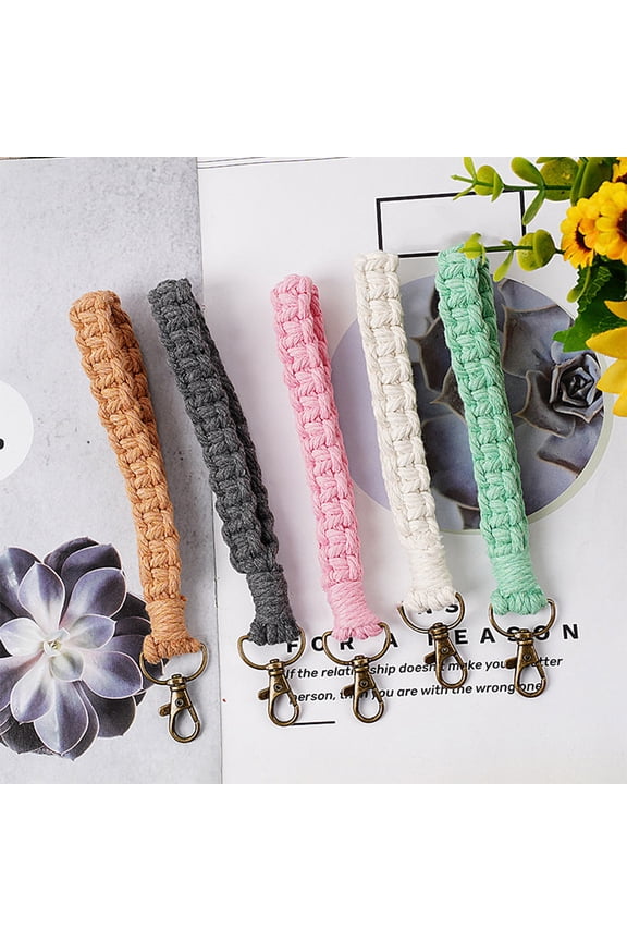 Simple White Wrist Strap Keychain Lanyard for Secure Carrying of Keys and Small Items