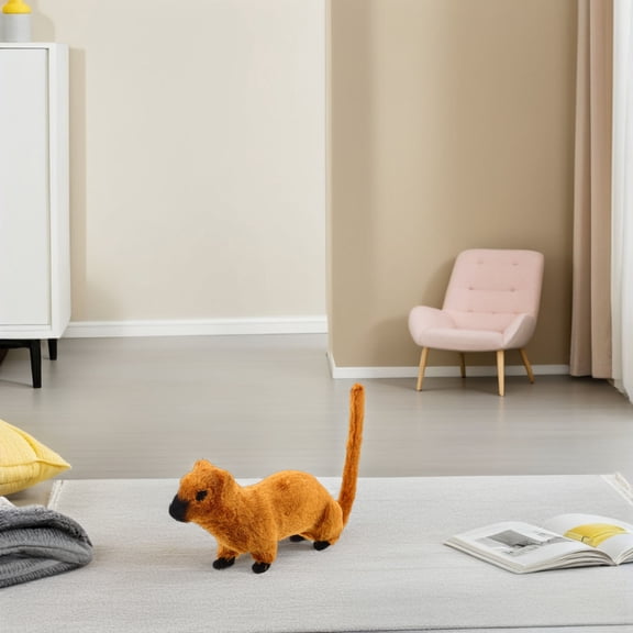 LOLIPPYY Simulated Weasel Animal Figurine Orange Plastic Model for Home Decoration and Artistic Display