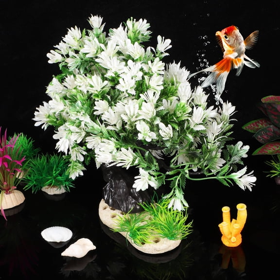 LOLIPPYY Simulation Aquarium Tree Decor Plastic Fake Plants for Fish Tank Hideouts