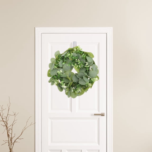 LOLIPPYY Artificial Eucalyptus Leaf Wreath, Front Door Hanging Decor for Home, Porch, Wall, Farmhouse