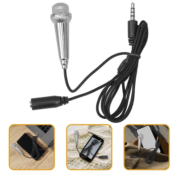 LOLIPPYY Plated Silver Small Microphone for Phone with Sturdy Aluminum Magnesium Alloy Material