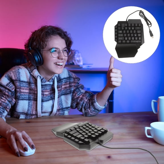 LOLIPPYY Single Hand Computer Game Keyboard Black with Backlight for Comfortable Game Experience