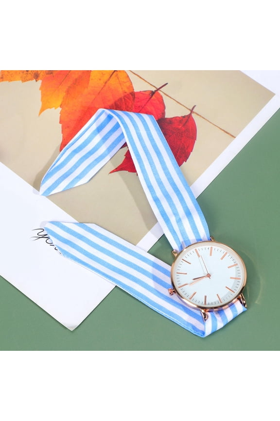 Sky Blue Bowknot Watch with Precise Quartz Movement Durable Polyester Wrist Watch